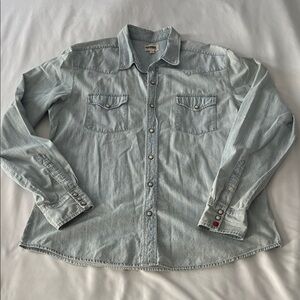Koto Light-wash Denim Button Down Western Shirt